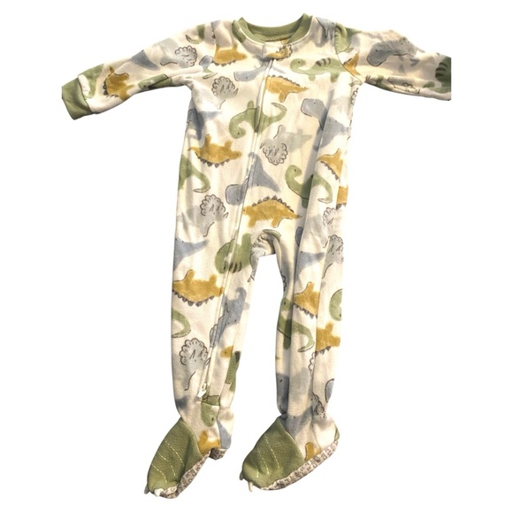 Carter's Dino Print Footed Onesie - Green, Yellow, Gray - Picture 1 of 5